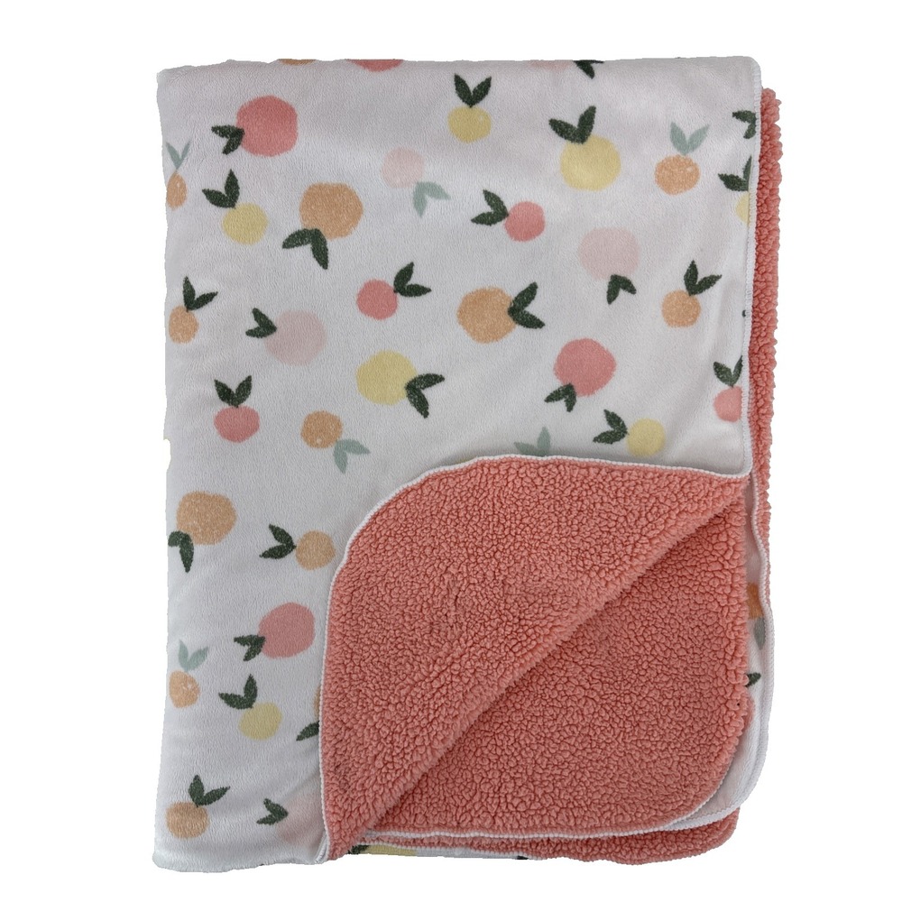 Cloud Island Baby Blanket Peach Lemon Fruit Lovey Thick Sherpa Apricots Soft